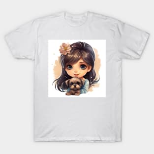 Cute girl with a puppy T-Shirt